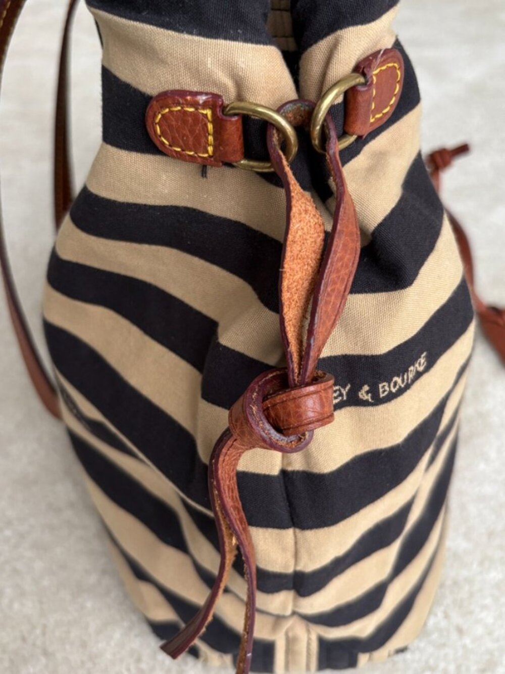 Dooney & Bourke Women's Striped Canvas Tote In Camel/Brown - Picture 5 of 10